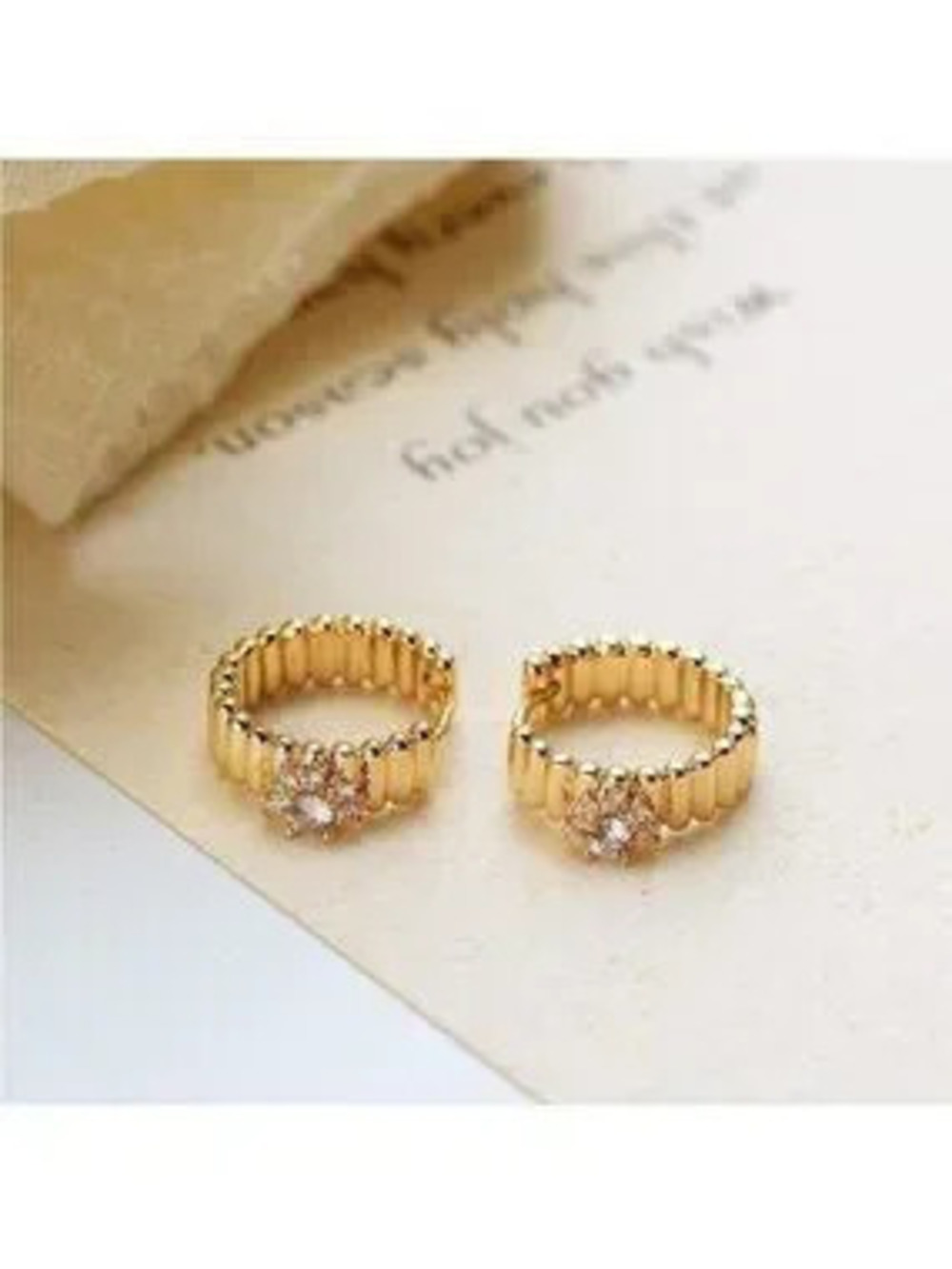 GOLD 14k Gold Plated Cubic Zirconia Hoop Earrings
